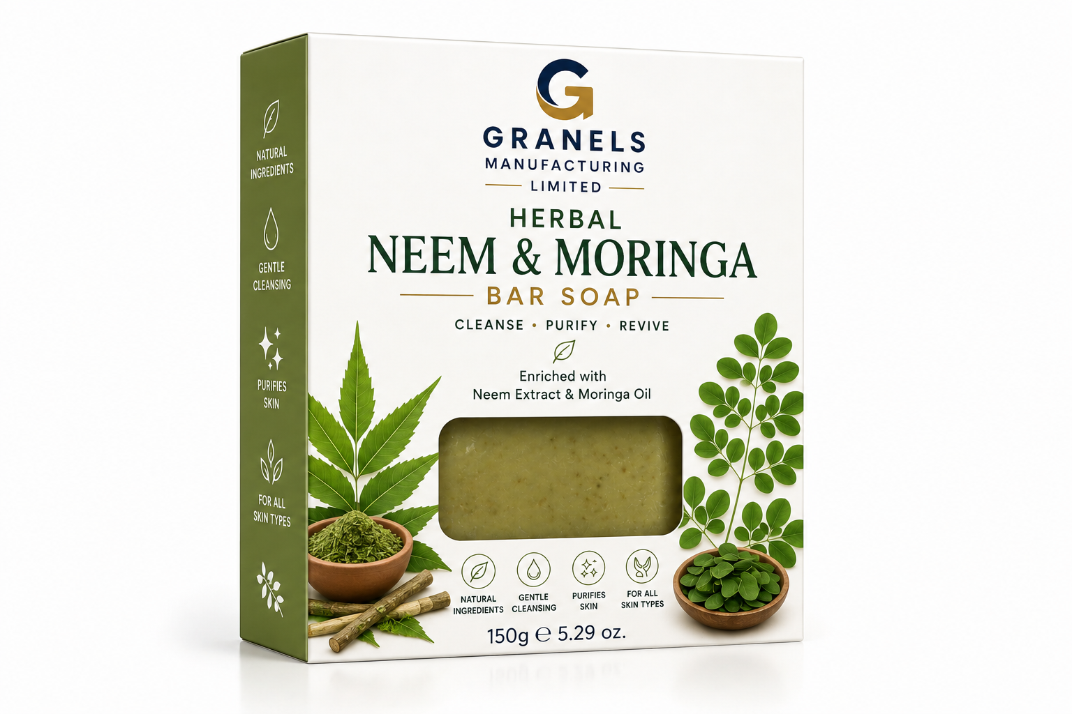 Herbal Neem & Moringa Bar Soap
